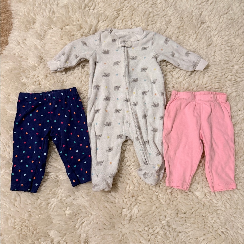 Carter's Gray Elephant Footie and Pants Set
